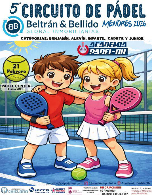 Cartel publicitario Circuito de Pádel Menores 2026
