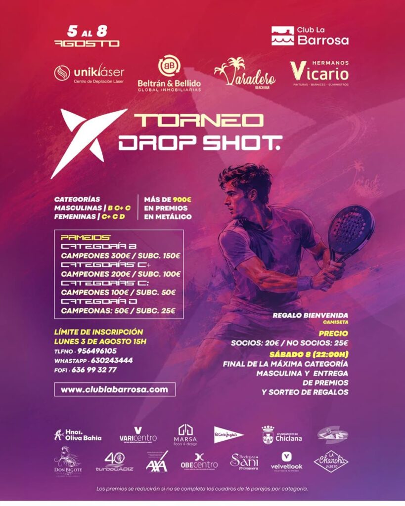Cartel del Torneo Drop Shot 2026 celebrado en Chiclana